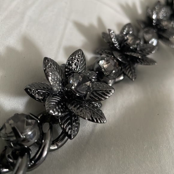 Vintage Chunky Floral Rhinestone Chain Necklace / Chocker - Picture 3 of 3